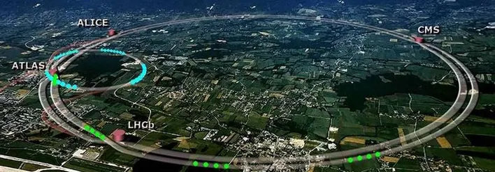 Aerial view of CERN’s Large Hadron Collider (LHC))